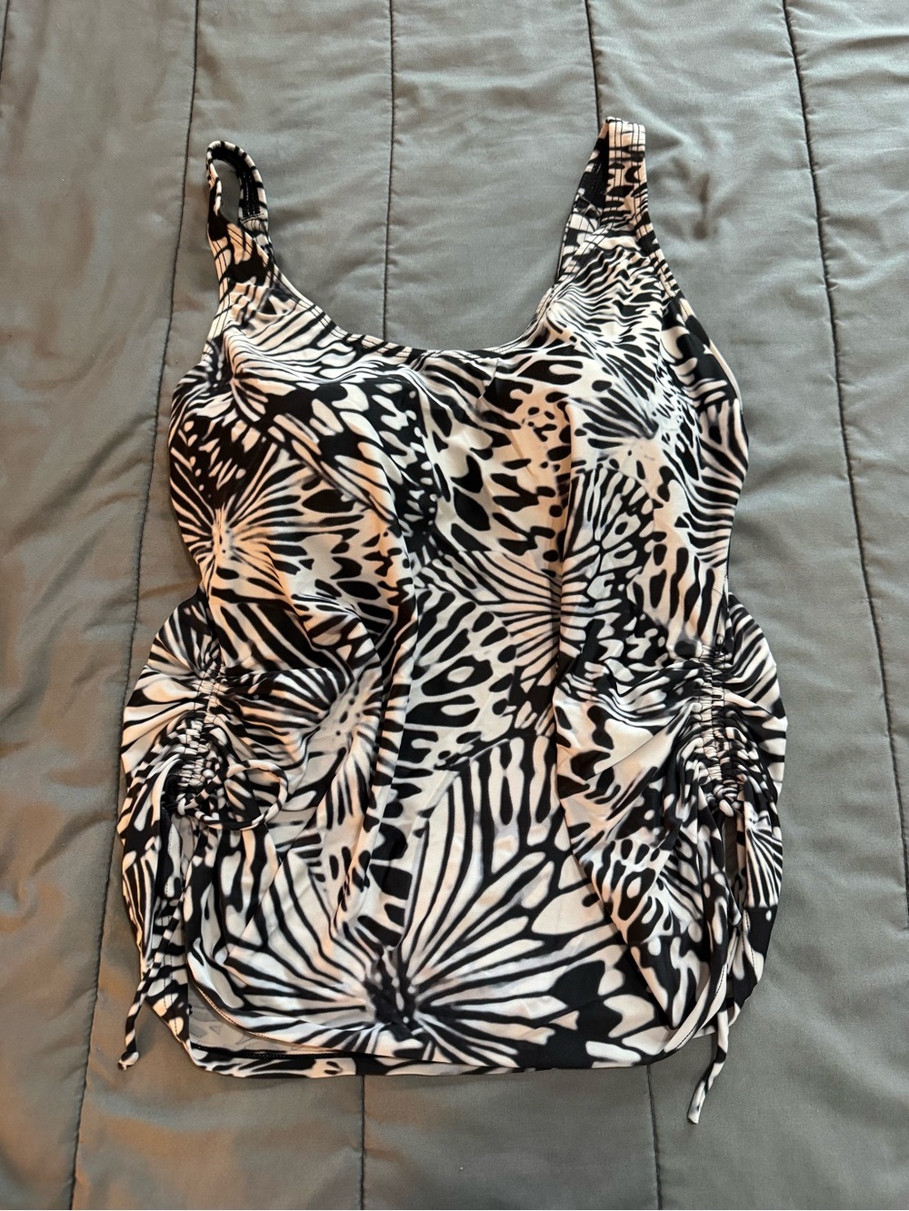 Croft & Barrow Plus Size 20W Tankini Swim Top Black & White Abstract